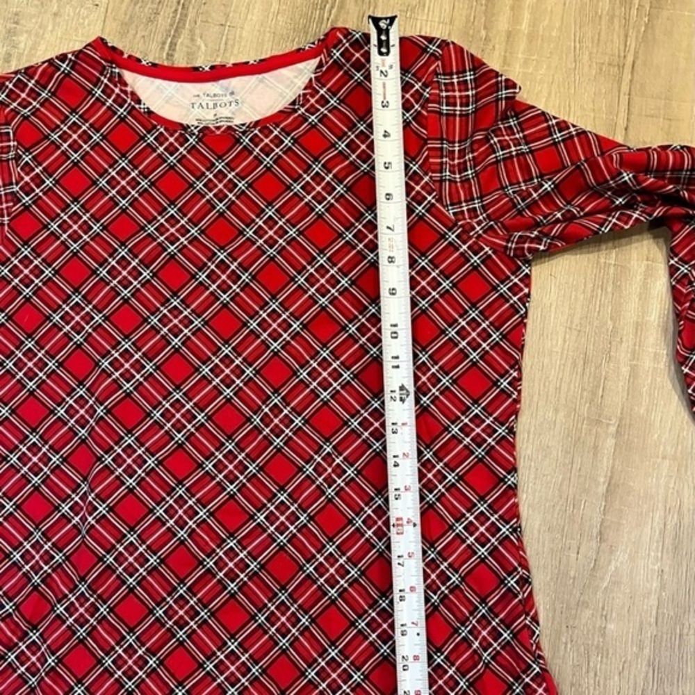 Talbots Tee Long Sleeve Medium Christmas Plaid NWOT - Picture 5 of 9